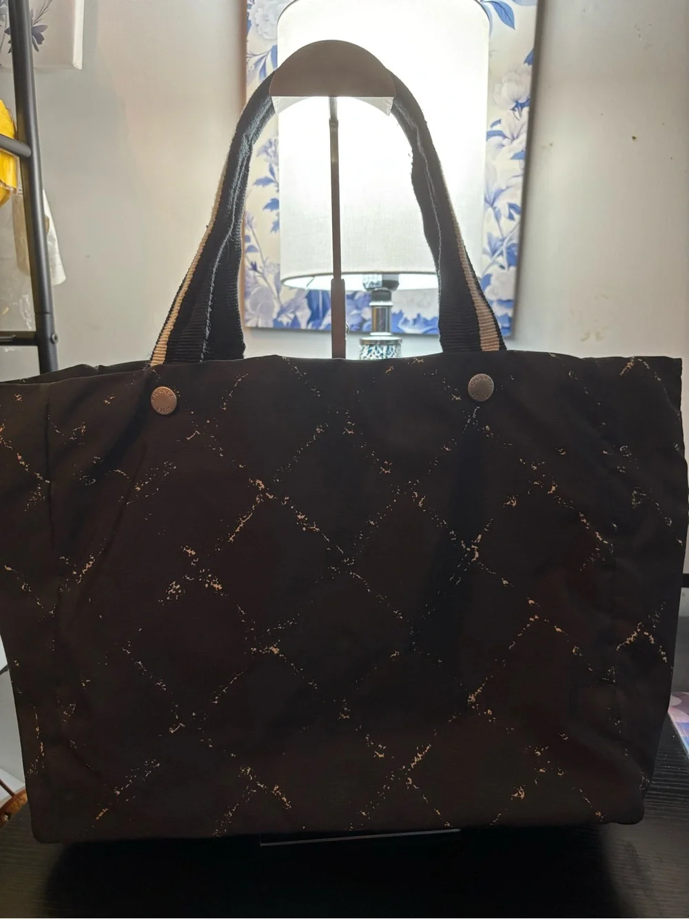 Authentic Vintage CHANEL Old Travel Line Tote MM - Black Quilted Print